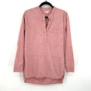 GAP Pink 100% Cotton Oversized Henley Tunic Blouse Shirt Top Size Small